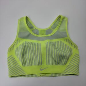 Nike Sports Bra Womens M Green FE/NOM Flyknit High Support Performance Workout